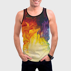 Майка-безрукавка мужская Подтеки масляных красок, цвет: 3D-черный — фото 2