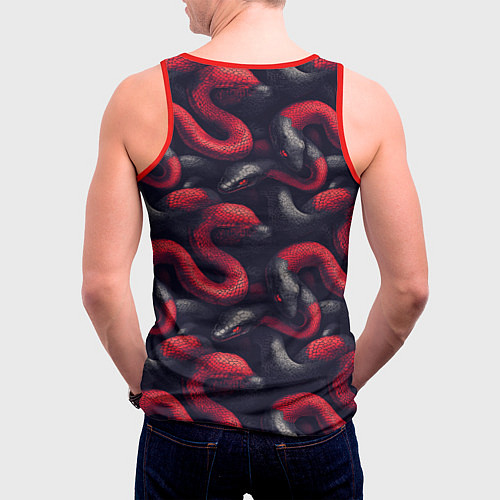 Мужская майка без рукавов Паттерн со змеями / 3D-Красный – фото 4
