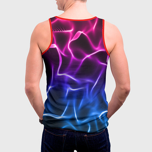 Мужская майка без рукавов Portal неоновые волны / 3D-Красный – фото 4