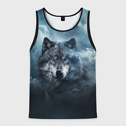 Майка-безрукавка мужская Волк ночью под луной, цвет: 3D-черный
