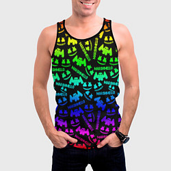 Майка-безрукавка мужская Marshmello neon steel pattern, цвет: 3D-черный — фото 2