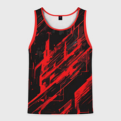 Майка-безрукавка мужская Red stripes on a black background, цвет: 3D-красный