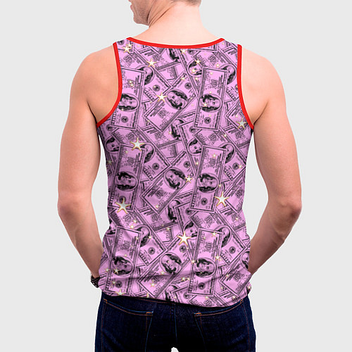 Мужская майка без рукавов Знак доллара - звезды / 3D-Красный – фото 4