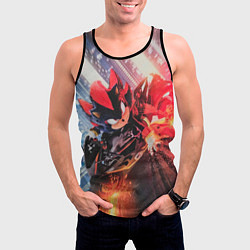 Майка-безрукавка мужская Ёжик Шэдоу на мотоцикле, цвет: 3D-черный — фото 2