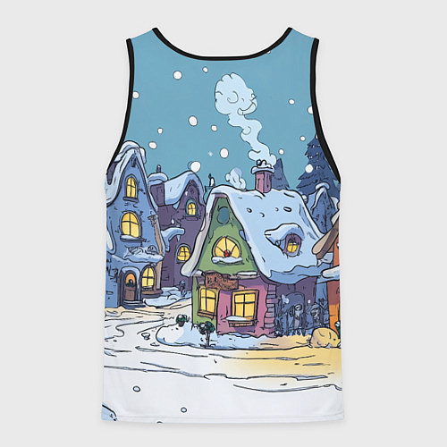 Мужская майка без рукавов Зимние домики иллюстрация / 3D-Черный – фото 2