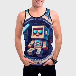 Майка-безрукавка мужская Космонавт в космическом корабле - Майнкрафт, цвет: 3D-черный — фото 2