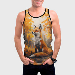 Майка-безрукавка мужская Мечтательная лиса, цвет: 3D-черный — фото 2