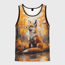 Майка-безрукавка мужская Мечтательная лиса, цвет: 3D-черный
