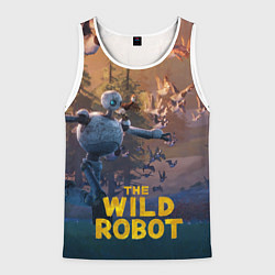 Майка-безрукавка мужская Бегущий дикий робот, цвет: 3D-белый