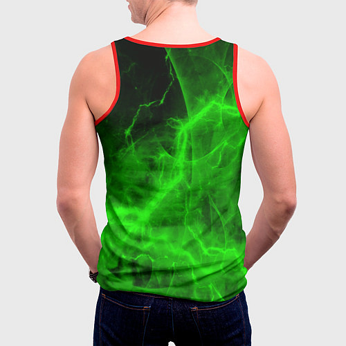 Мужская майка без рукавов Doom storm green / 3D-Красный – фото 4