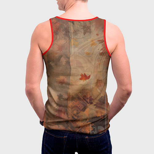 Мужская майка без рукавов Белый мишка в шарфе / 3D-Красный – фото 4