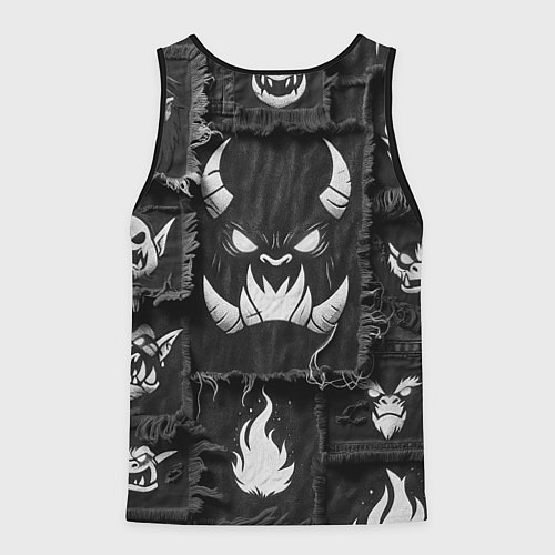 Мужская майка без рукавов Монстр на джинсах пэчворк / 3D-Черный – фото 2