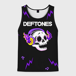 Майка-безрукавка мужская Deftones неоновый череп, цвет: 3D-черный