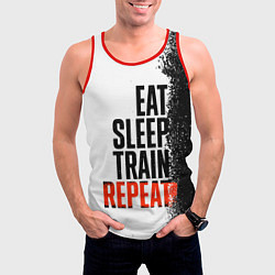 Майка-безрукавка мужская Eat sleep train repeat, цвет: 3D-красный — фото 2