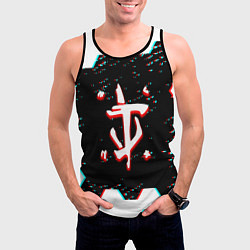 Майка-безрукавка мужская Doom hexagon glitch color, цвет: 3D-черный — фото 2