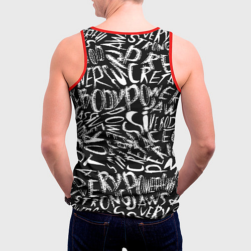 Мужская майка без рукавов Надписи абстрактные / 3D-Красный – фото 4
