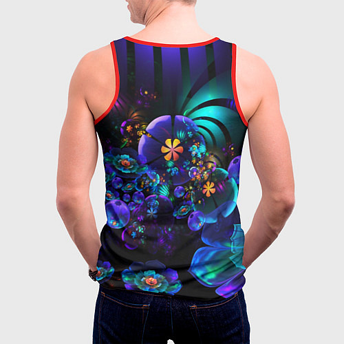 Мужская майка без рукавов Оптический фрактальный цветок / 3D-Красный – фото 4