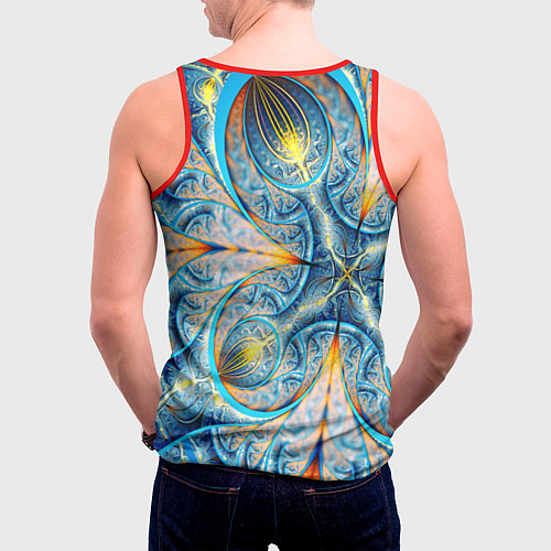 Мужская майка без рукавов Оптический узор фрактальный / 3D-Красный – фото 4