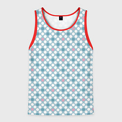 Майка-безрукавка мужская Белый голубой горошек, цвет: 3D-красный