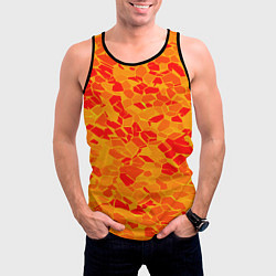 Майка-безрукавка мужская Красные плитки на жёлтом фоне, цвет: 3D-черный — фото 2