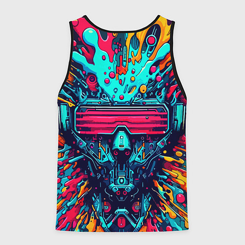 Мужская майка без рукавов Cyber dude with glasses - blots / 3D-Черный – фото 2