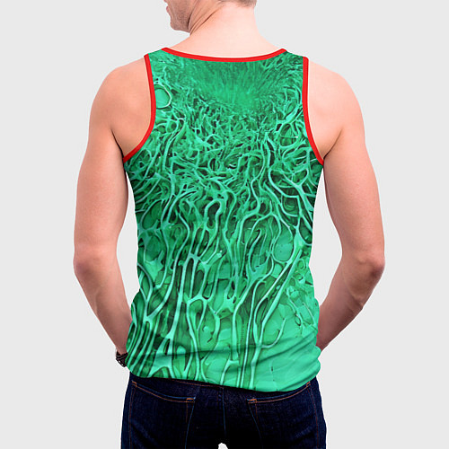 Мужская майка без рукавов Зелёный симбионт абстракция / 3D-Красный – фото 4