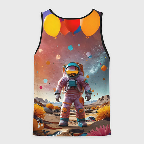 Мужская майка без рукавов Праздничный космонавт / 3D-Черный – фото 2
