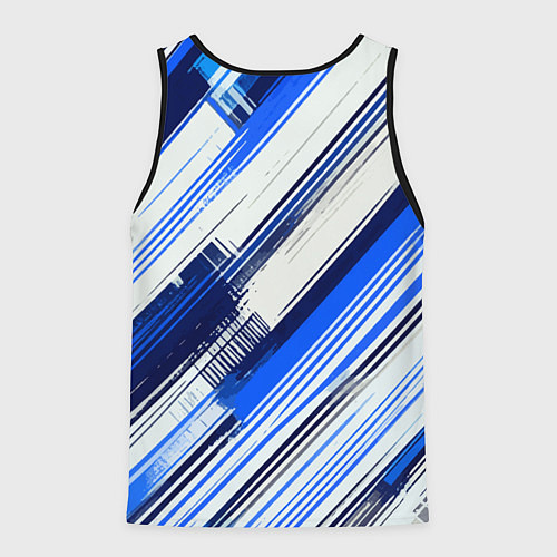 Мужская майка без рукавов Синие диагональные полосы на белом фоне / 3D-Черный – фото 2