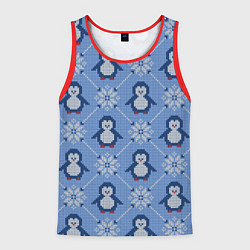 Майка-безрукавка мужская Вязаный узор с милыми пингвинами и скандинавским о, цвет: 3D-красный