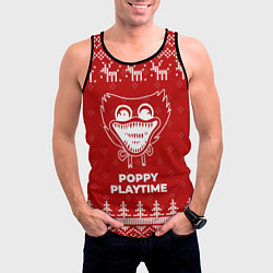 Майка-безрукавка мужская Новогодний Poppy Playtime с оленями, цвет: 3D-черный — фото 2