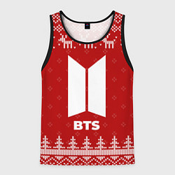 Майка-безрукавка мужская Новогодний BTS с оленями, цвет: 3D-черный