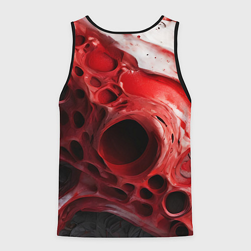 Мужская майка без рукавов Красно-белая абстрактная структура / 3D-Черный – фото 2