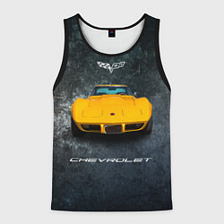 Майка-безрукавка мужская Спортивный американский Chevrolet Corvette, цвет: 3D-черный