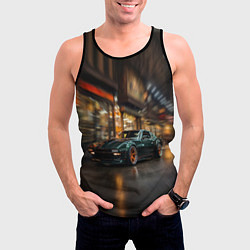 Майка-безрукавка мужская Спорткар с оранжевыми десками, цвет: 3D-черный — фото 2
