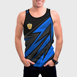 Майка-безрукавка мужская Российский герб - Синий спорт, цвет: 3D-черный — фото 2