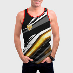 Майка-безрукавка мужская Герб России - Жёлтое свечение, цвет: 3D-красный — фото 2