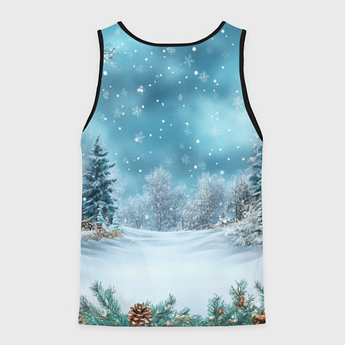 Мужская майка без рукавов Новогодний снег / 3D-Черный – фото 2