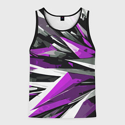 Мужская майка без рукавов Чёрно-фиолетово-белая абстракция