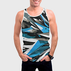 Майка-безрукавка мужская Чёрно-сине-белая абстракция, цвет: 3D-белый — фото 2