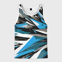 Майка-безрукавка мужская Чёрно-сине-белая абстракция, цвет: 3D-белый