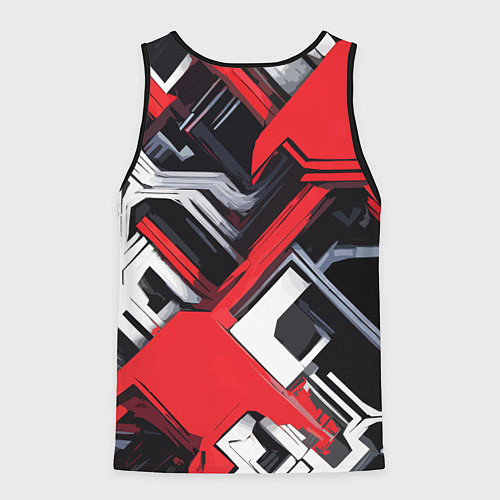 Мужская майка без рукавов Красно-белый техно паттерн / 3D-Черный – фото 2