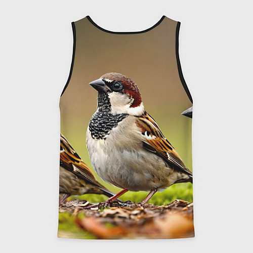 Мужская майка без рукавов Воробей / 3D-Черный – фото 2