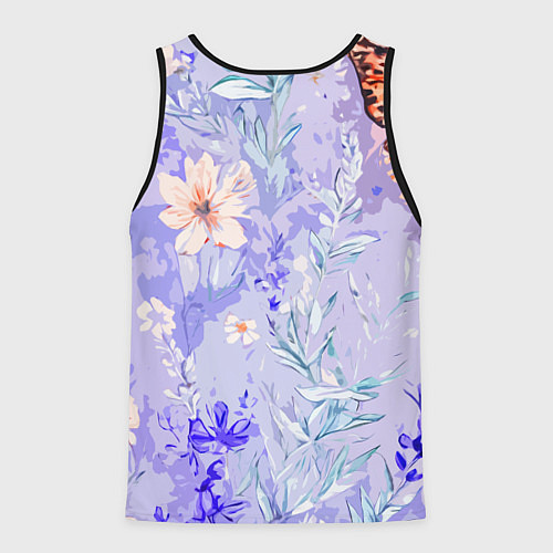 Мужская майка без рукавов Растения на розовом фоне / 3D-Черный – фото 2