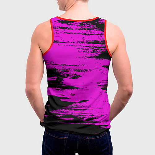 Мужская майка без рукавов Arctic Monkeys - Розовые разводы / 3D-Красный – фото 4