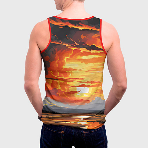 Мужская майка без рукавов Багровый закат / 3D-Красный – фото 4