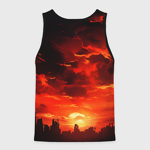 Мужская майка без рукавов Багровый апокалиптический закат / 3D-Черный – фото 2