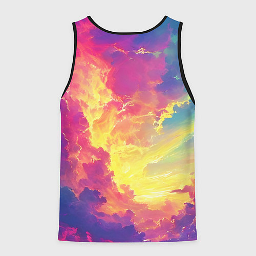 Мужская майка без рукавов Розовые облака на синем небе / 3D-Черный – фото 2