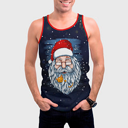 Майка-безрукавка мужская Санта с котиком, цвет: 3D-красный — фото 2