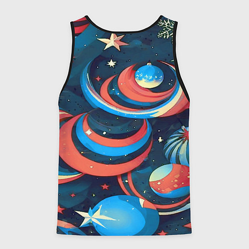 Мужская майка без рукавов Абстракция ёлочных игрушек / 3D-Черный – фото 2