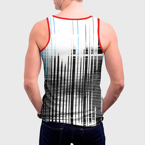 Мужская майка без рукавов Сине-чёрный гранж на белом фоне / 3D-Красный – фото 4